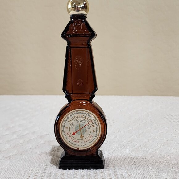 Vintage Avon BAROMETER Leather Scent Brown Glass Bottle Full No Box - Picture 11 of 11